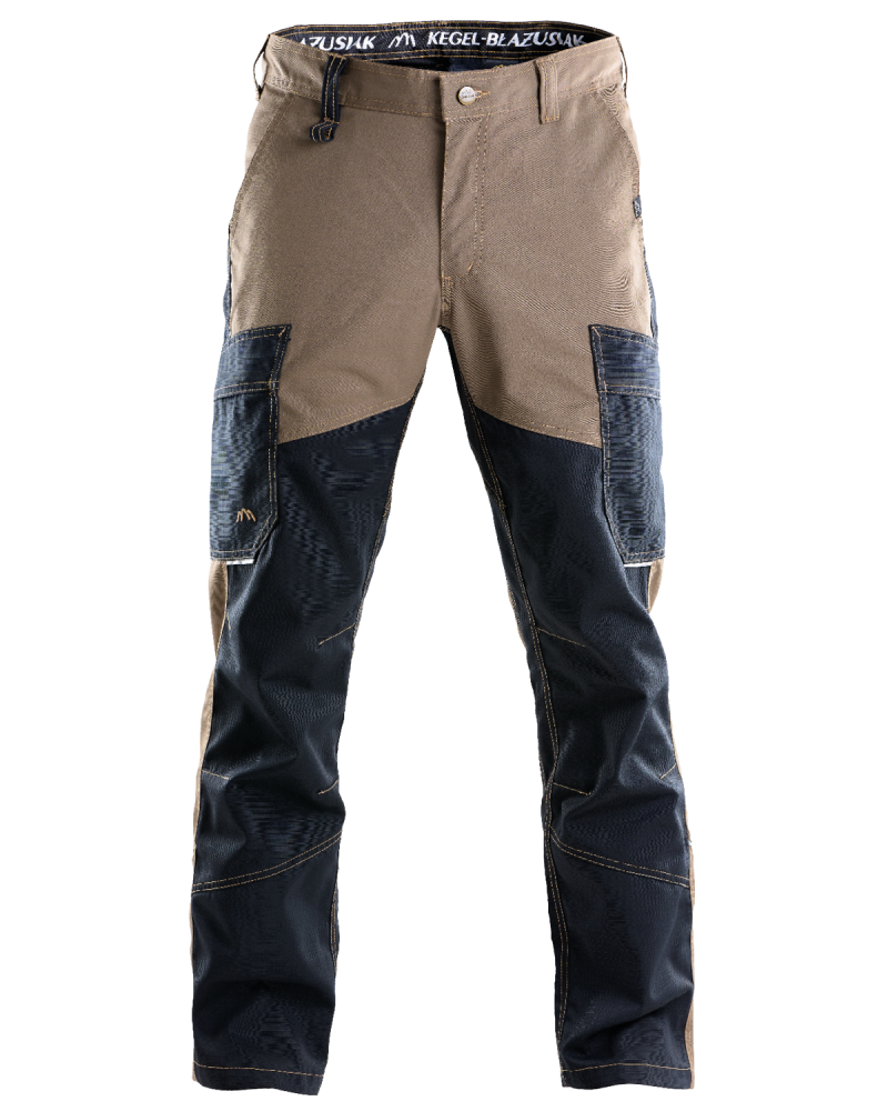 Spodnie robocze 5507 V-WORK, czarno-brązowe — przód spodni