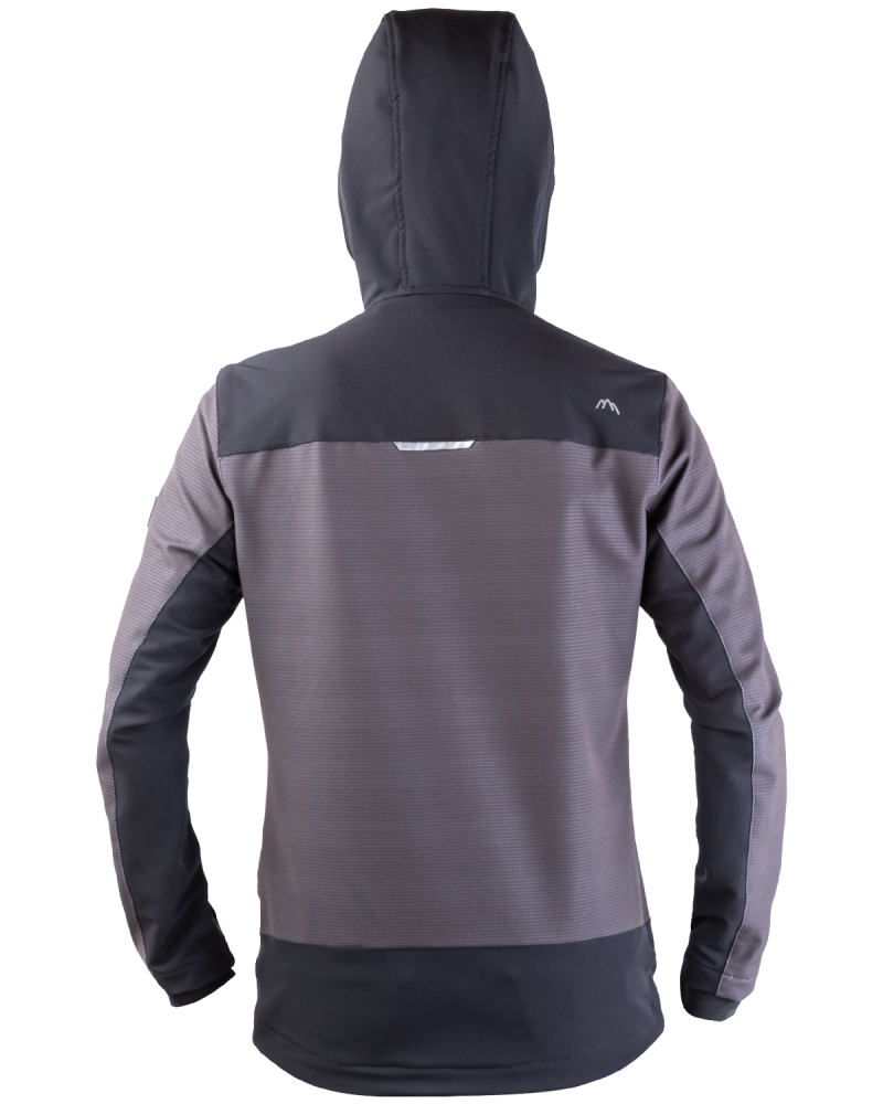 303V STRETCH Hooded Work Jacket (grey-black) - Back of the hooded jacket