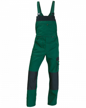 Ogrodniczki robocze WORK - zielono-czarne - przód spodni