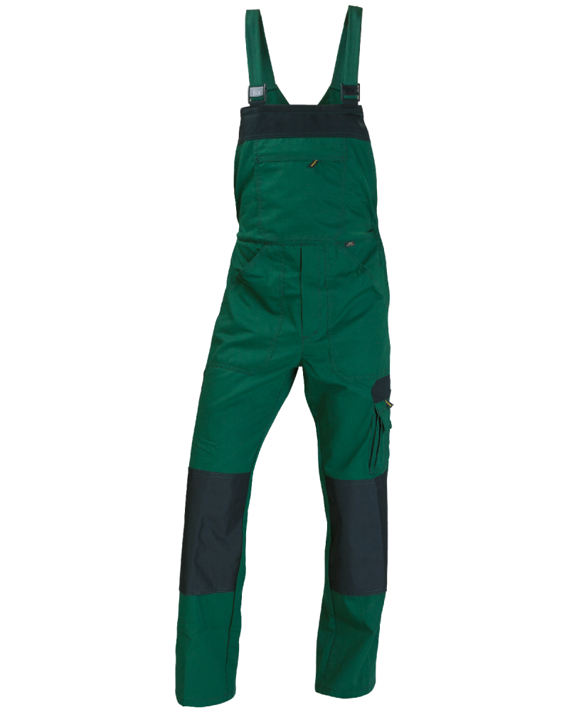 Ogrodniczki robocze WORK - zielono-czarne - przód spodni