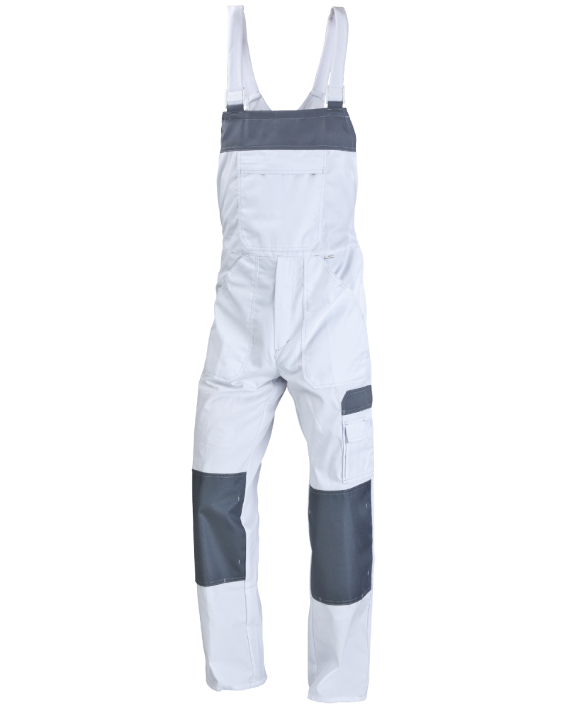 Ogrodniczki robocze WORK biało-szare - przód spodni