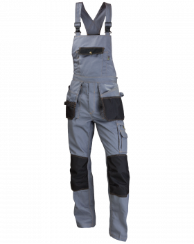 Ogrodniczki Expert 6306, szaro-czarne - przód spodni