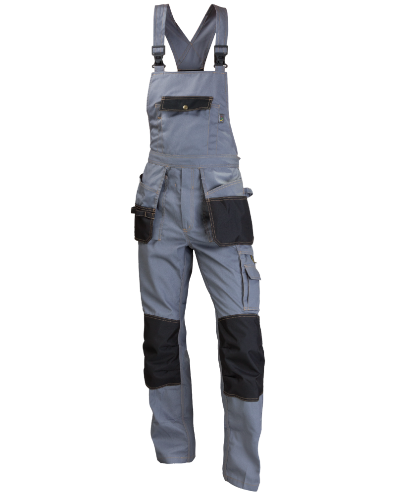 Ogrodniczki Expert 6306, szaro-czarne - przód spodni