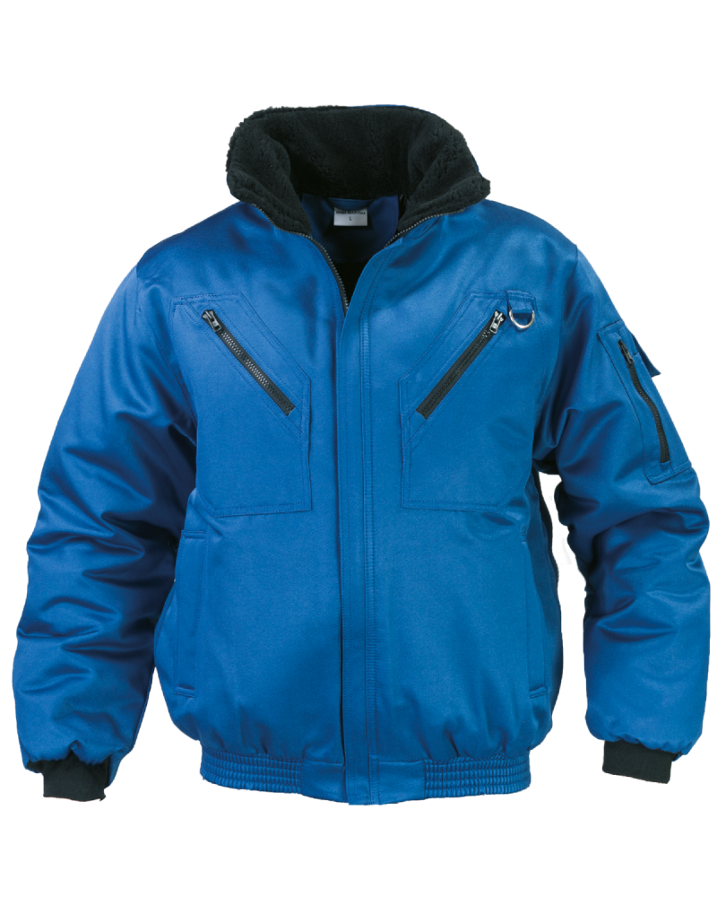 Kurtka zimowa, robocza, ciepłochronna Pilotka, niebieska - przód kurtki