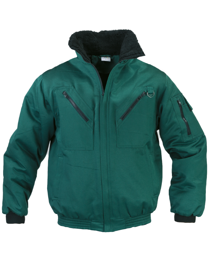 Kurtka zimowa, robocza, ciepłochronna Pilotka, zielona - przód kurtki