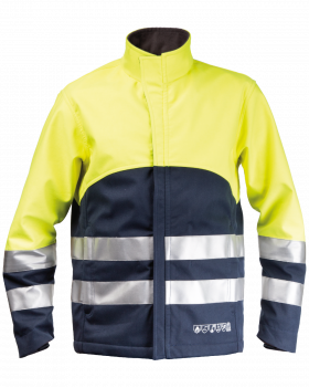 Kurtka Multiochronna, Softshell Hi-Vis, Granatowy/Hi-Vis Żółty - przód kurtki