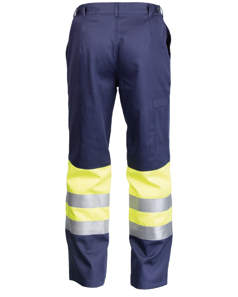 Spodnie Hi-Vis multiochronne,  ostrzegawcze 5900, Granatowy/Hi-Vis Żółty - tył spodni