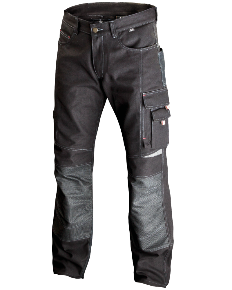 Spodnie Pirat Black z elementami odblaskowymi, czarne - przód spodni