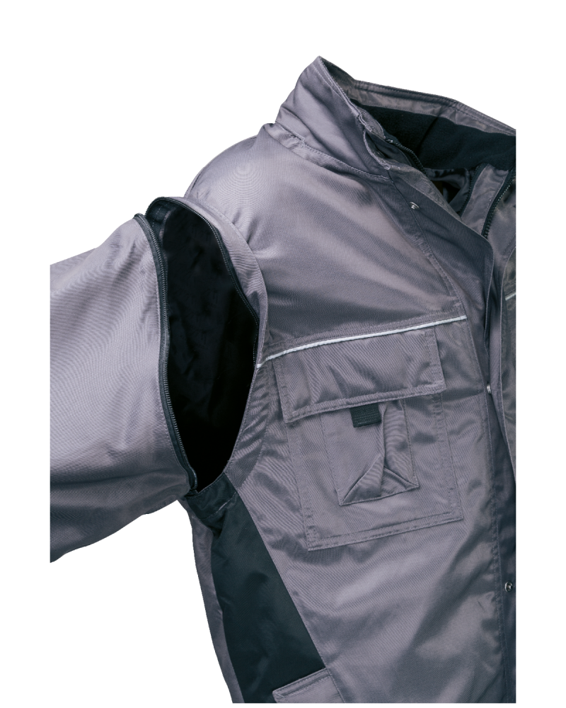 Kurtka zimowa Basto – 4w1, szaro-czarna - odpięte rękawy kurtki