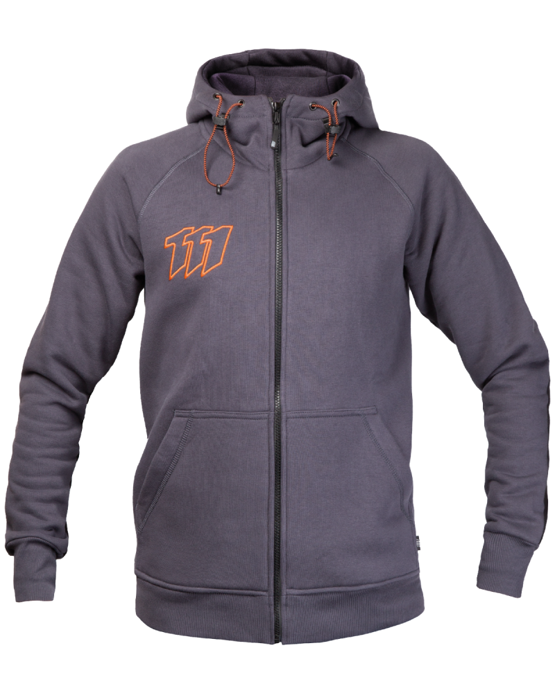 Bluza dresowa z kapturem Modern, szara - podniesiony kołnierz - przód bluzy