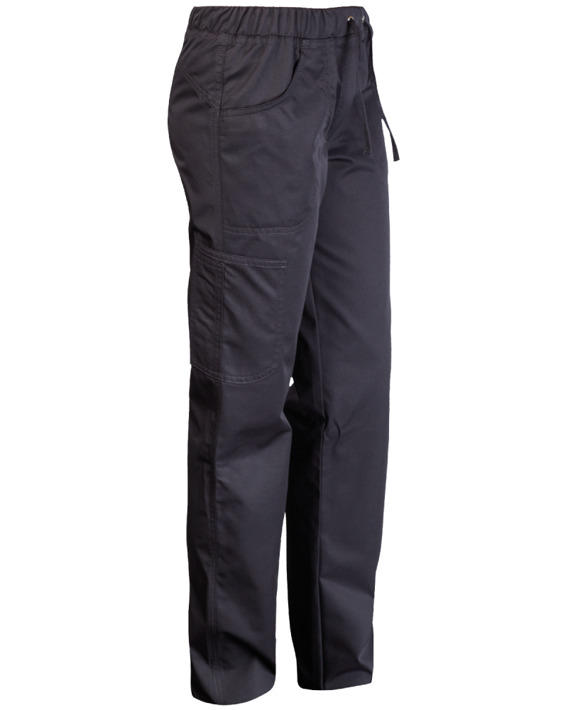 Spodnie damskie biodrówki na gumce, czarne - z boku