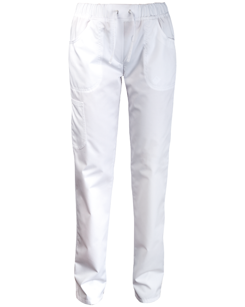 Spodnie damskie, białe biodrówki na gumce - przód