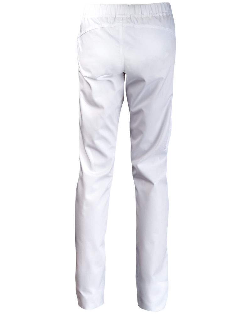 Spodnie damskie, białe biodrówki na gumce - tył