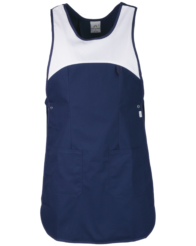 Fartuch damski 4554 granatowo-biały - przód