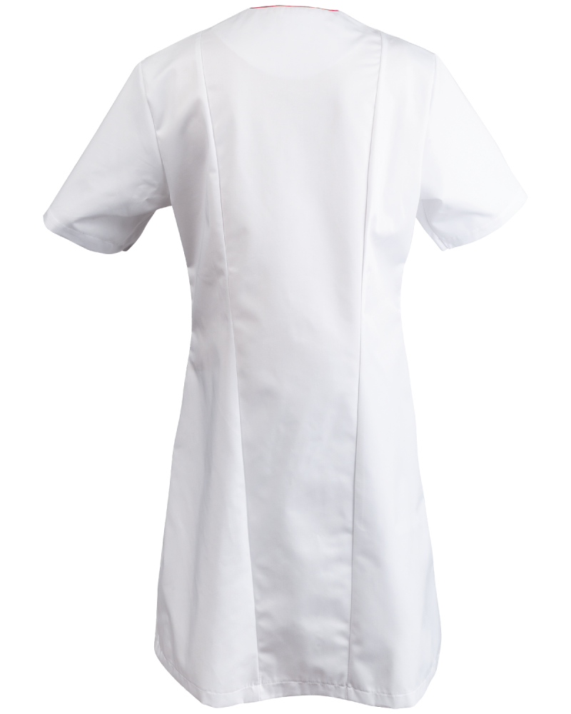 Fartuch damski, biała sukienka medyczna - tył