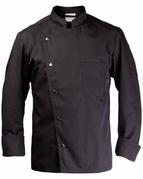 Bluza kucharska 361A, czarna - wywinięty mankiet - przód