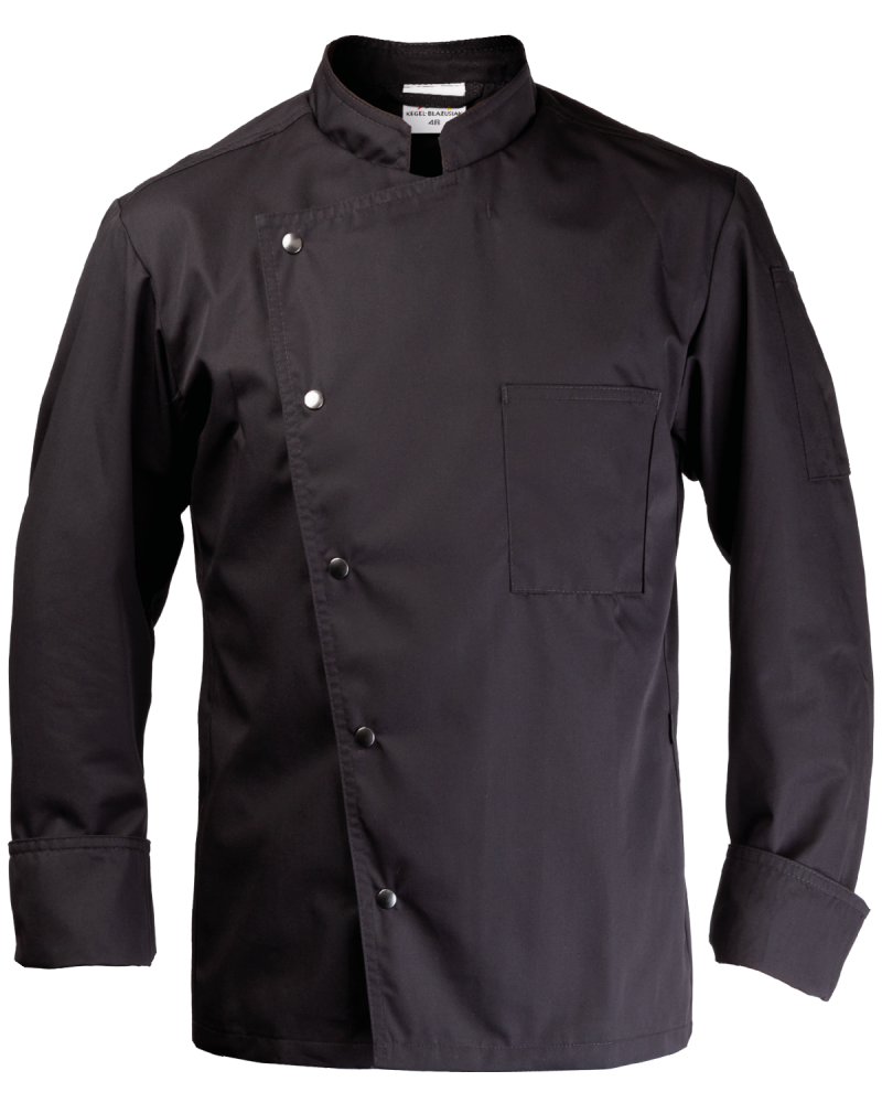 Bluza kucharska 361A, czarna - wywinięty mankiet - przód