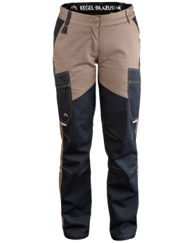 Spodnie damskie 5504/V-WORK, warsztatowe, czarno-brązowe - przód spodni