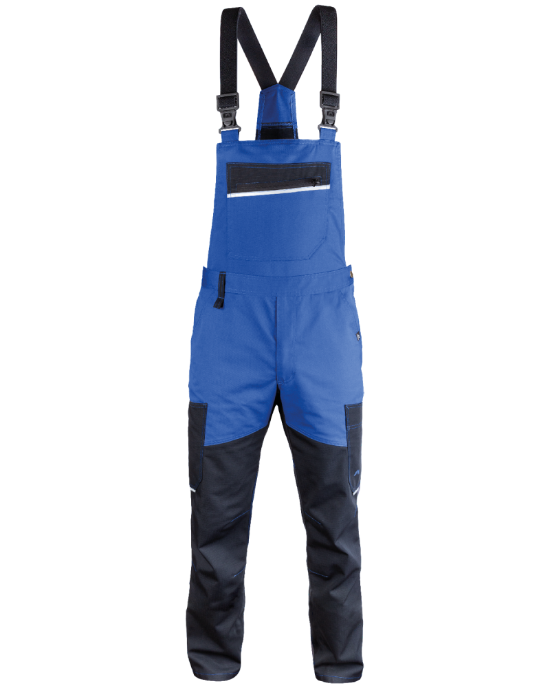 Ogrodniczki robocze budowlane 6507/V-WORK, czarno-niebieskie