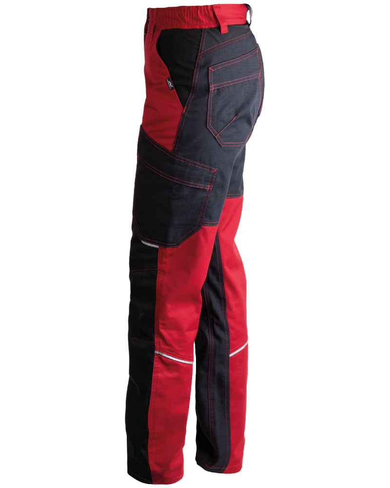 Spodnie damskie robocze 5504/V-WORK czarno-bordowe - lewy bok spodni