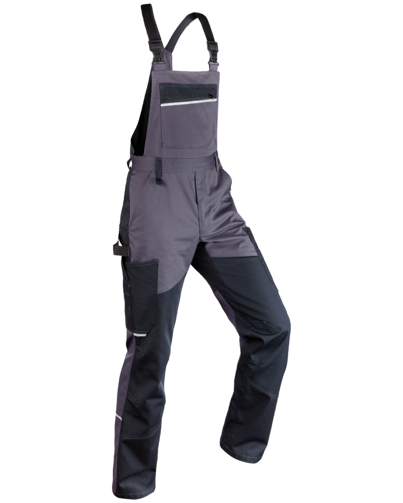 Ogrodniczki 6507/V-WORK robocze czarno-popielate - bok