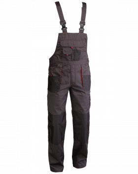 Ogrodniczki Kneiter z wielofunkcyjnymi kieszeniami (Grafitowy, Czerwony) - KT