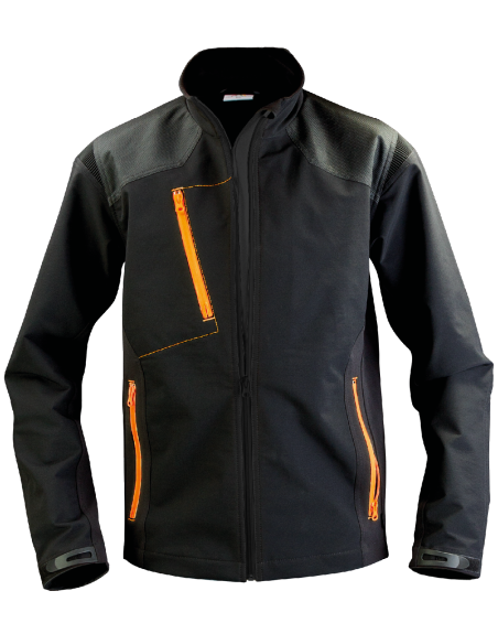 Kurtka softshell 1615, czarno-pomarańczowa