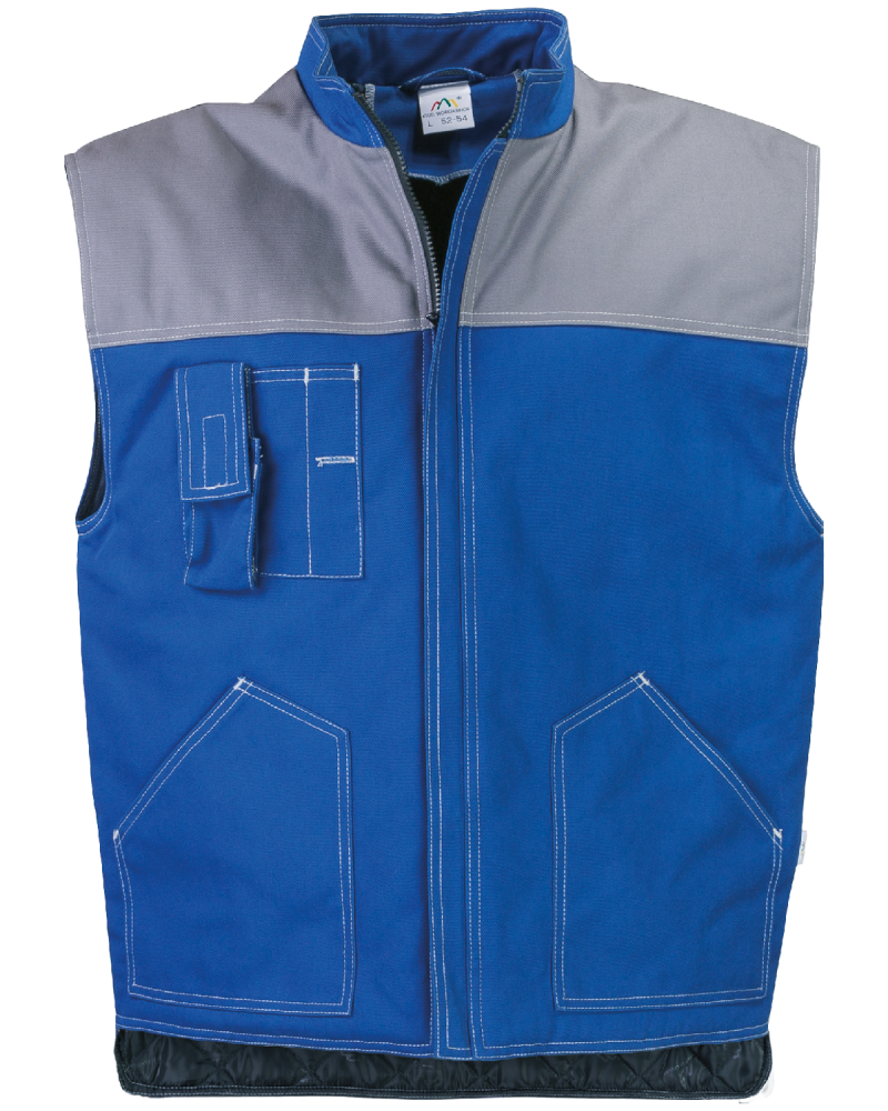 Kamizelka ocieplana PROFI, niebiesko-szara - przód kamizelki