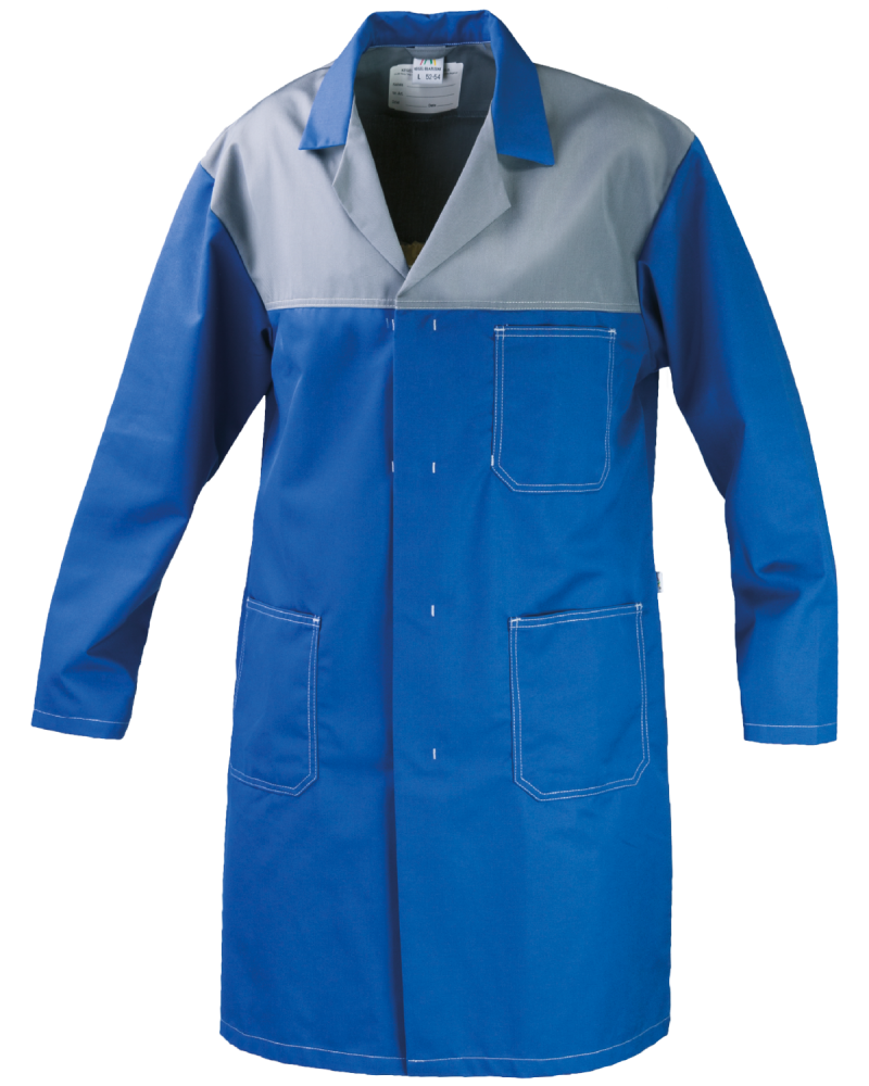 Fartuch roboczy PROFI, niebiesko-szary - przód fartucha