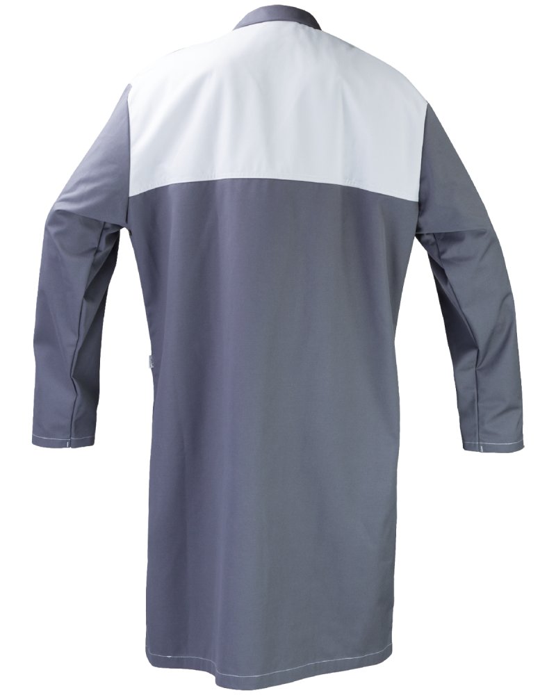 Fartuch roboczy PROFI, szaro-biały - tył fartucha