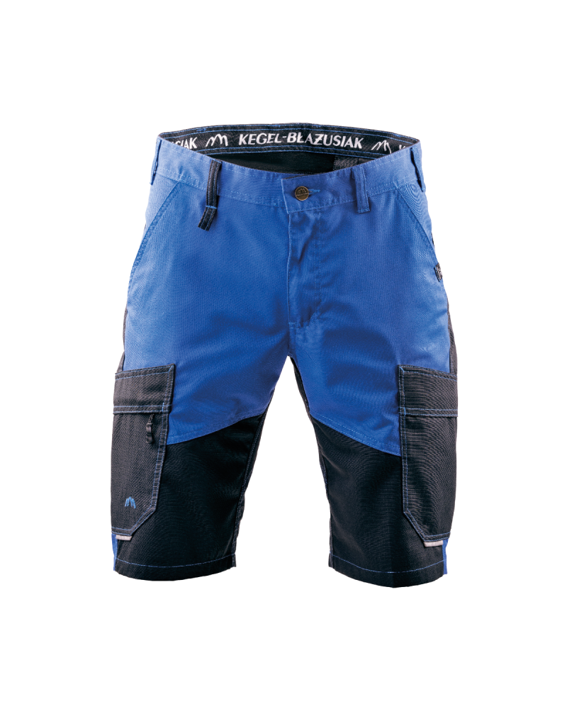 Krótkie spodenki z odblaskami czarno-niebieskie — przód spodenek