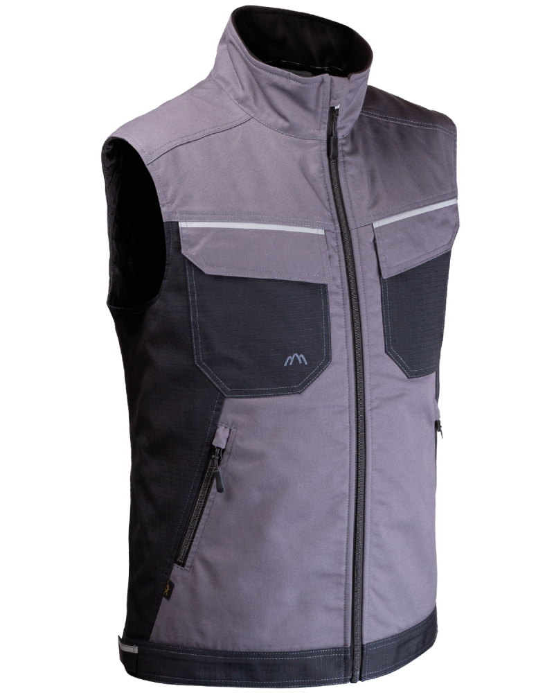 Kamizelka ocieplana 2506 z odblaskami V-WORK (Szary/Czarny) - bok